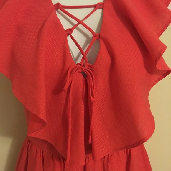 💃Flirty Fun Express Red Ruffle Flutter Dress💃 - Picture 3 of 8